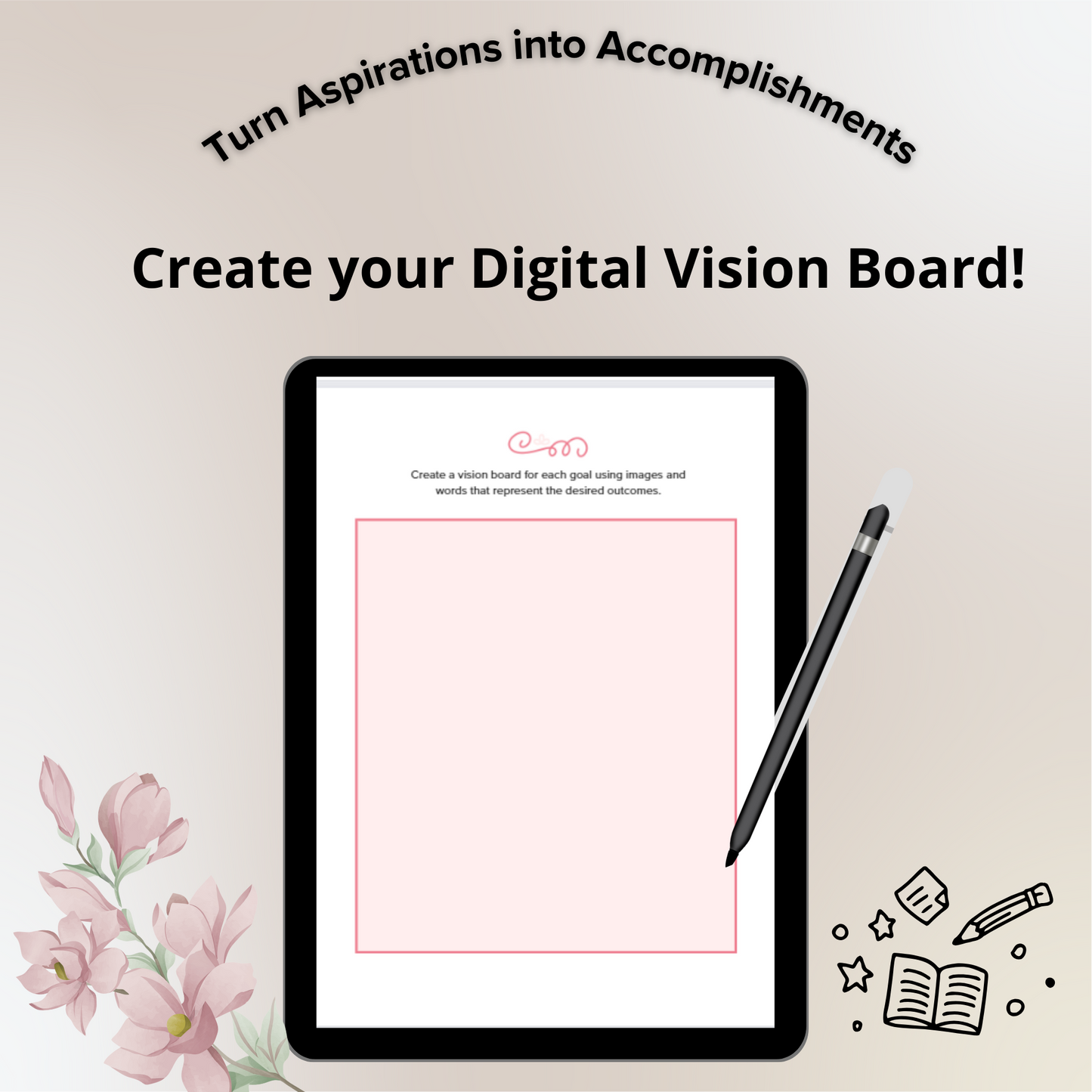 Turn Aspirations into Accomplishments 12 month Planner- Pink