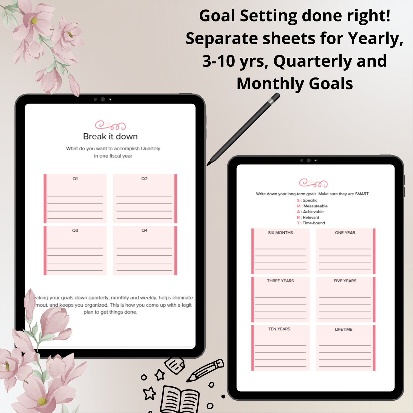 Turn Aspirations into Accomplishments 12 month Planner- Pink