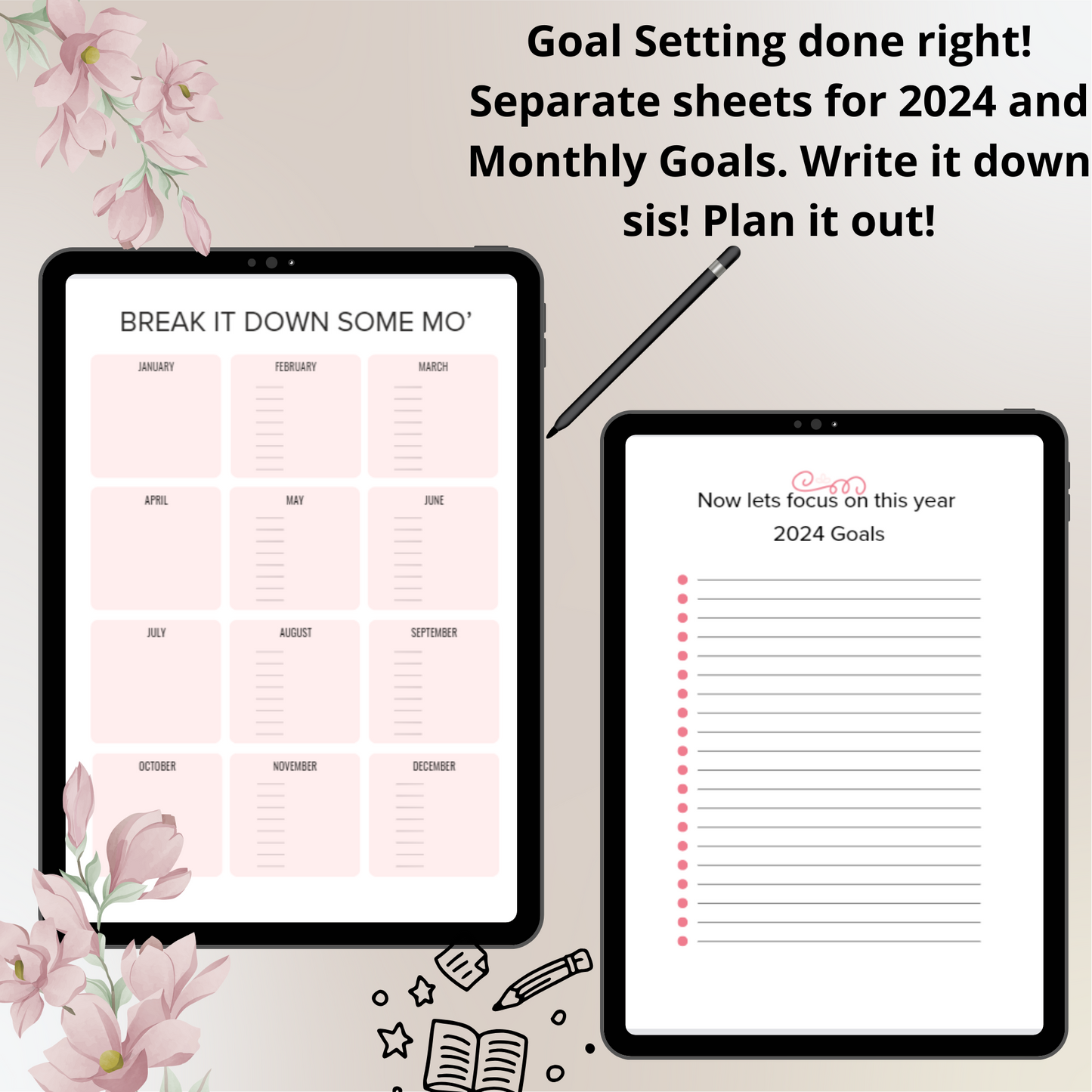 Turn Aspirations into Accomplishments 12 month Planner- Pink